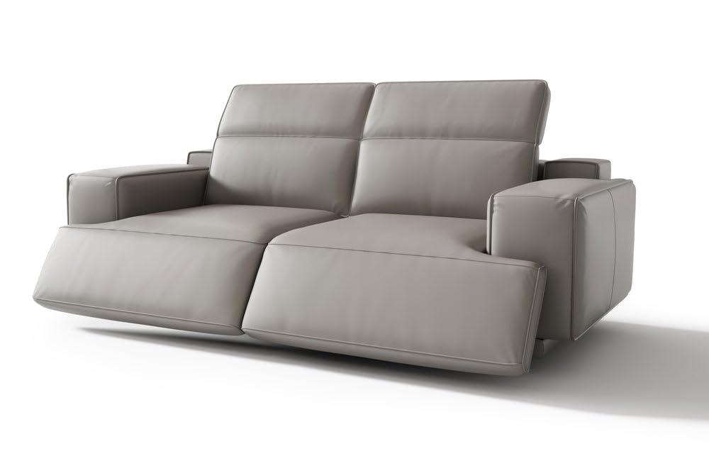 Valencia Valentina Leather Loveseat Recliner Couch Adjustable Headrest Power Recliner Sofa - Premium Nappa 11000 Leather (Black)