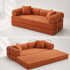 108" Modular Sectional Sofa Bed, L-Shaped Boneless Couch, Yellow