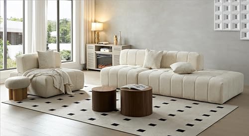 110''Modern Curved Sectional Sofa, Bread Shape Design,Upholstery Boucle Sofa Couch with Pillows,Luxury Sofa Couch for Living Room (Camel)