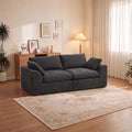 108" Boneless Cloud Couch, Modular L-Shaped Sectional with Ottoman, Beige