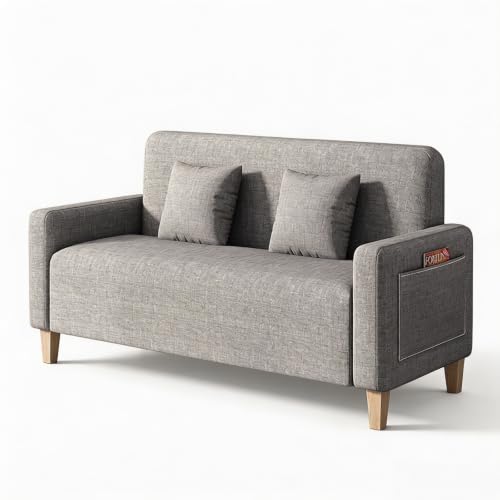 Upholstered Reception Sofa, Fabric Waiting Room Couch with Hidden Storage