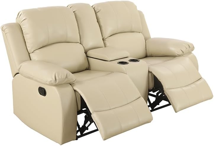 Bonded Leather Living Room Furniture Set Reclining Sofa Set Loveseat Furniture Sets in Living Room Sofa Recliners (3 Pieces, Blue Microfiber)