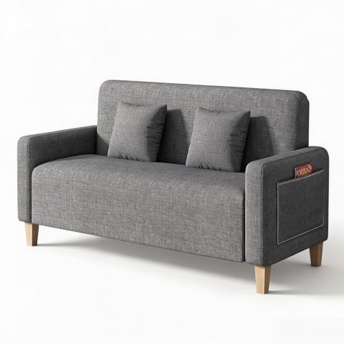 Upholstered Reception Sofa, Fabric Waiting Room Couch with Hidden Storage