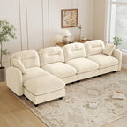 107-Inch L-Shaped Modular Convertible Sectional Sofa W/Removable Ottoman Chaise, Modern Chenille Upholstered Corner Cloud Couches 4 Seat Sectional Sofa for Living Room