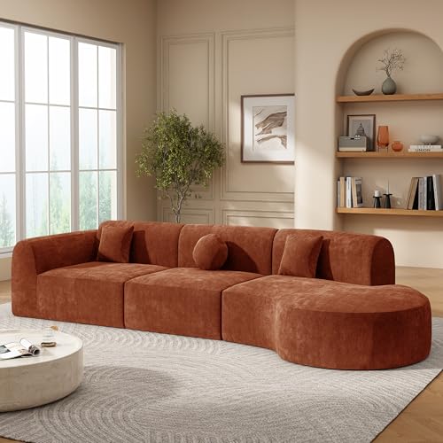 WILLIAMSPACE 111" Sectional Curved Sofa Couch with Fully Compressed Sponge