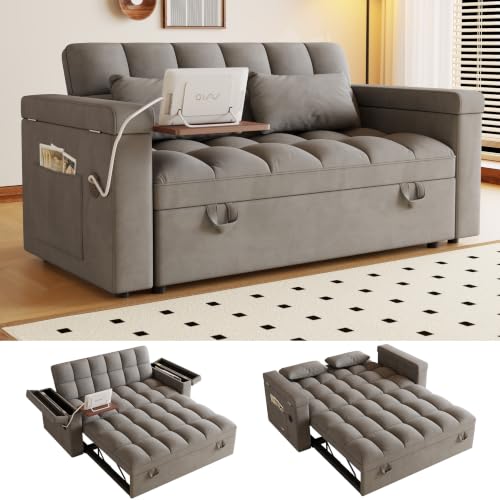 108”Pull Out Sofa Bed, U Shaped Sleeper Sofa for Living Room, Black