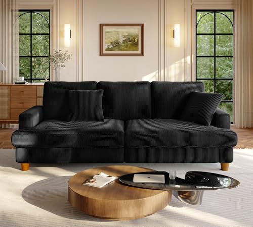 Welzona 87.2" Couches for Living Room, Corduroy Couch, L Shaped Couch Grey
