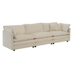 U-Shaped Sectional Sofa Beige Chenille Flexible Combination Living Room, Home Theater Modern Comfort