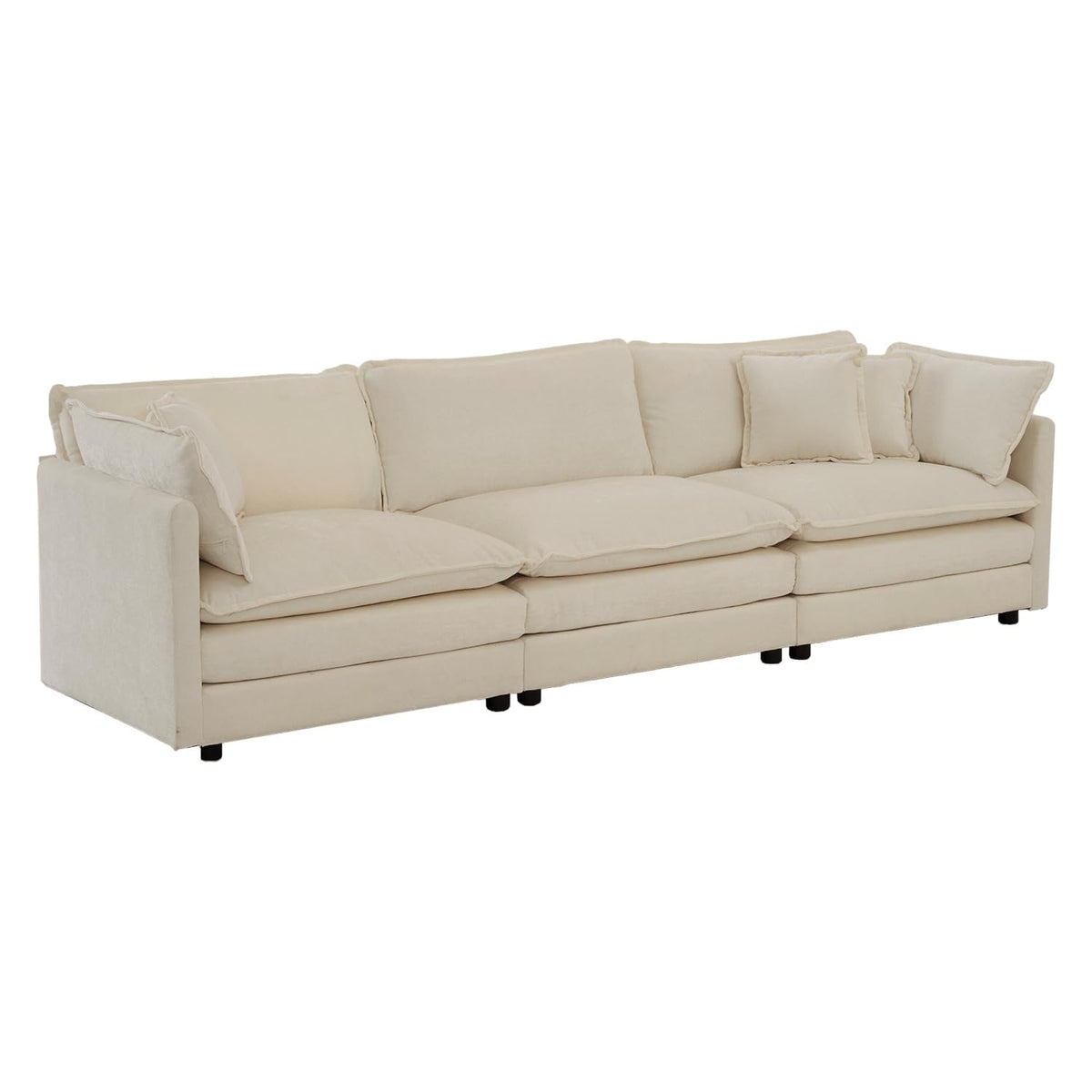 U-Shaped Sectional Sofa Beige Chenille Flexible Combination Living Room, Home Theater Modern Comfort