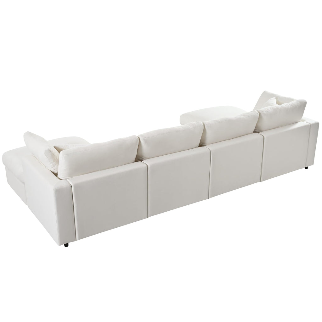 128" U-Shaped Modular Sectional Sofa, Modern Cloud Couch with Solid Wood Frame, Oversized Chenille Fabric Sleeper Sofa Couches with 2 Ottoman Chaise & Washable Covers