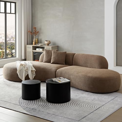110''Modern Curved Sectional Sofa, Bread Shape Design,Upholstery Boucle Sofa Couch with Pillows,Luxury Sofa Couch for Living Room (Camel)