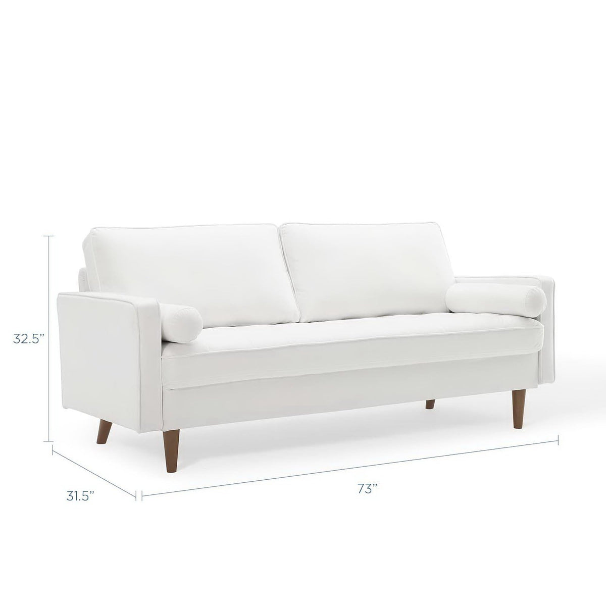 Valour 73 Inch Width Performance Velvet Sofa White Mid Century