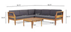 Tidyard 4-Piece Sofa Set, Dark Gray – Mid-Century Modern Design with Acacia Wood Frame & Slat Paneling, Water-Resistant Cushions, Sectional Chat Set for Indoor/Outdoor Use, 82.7? W x 82.7? D