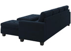 Belffin Velvet Convertible 4-Seat Sectional Sofa with Reversible Chaise L Shaped Sofa Couch Furniture Sets Sectional Couch with Storage Ottoman Blue