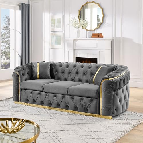 WILLIAMSPACE 132" Oversize Curved Sofa Couch for Living Room, Modern Luxury 2 Pieces Upholstered Cloud Sofa Curved Couch with Half Moon Design, Velvet 6 Seater Sofa for Apartment, No Assembly, Orange