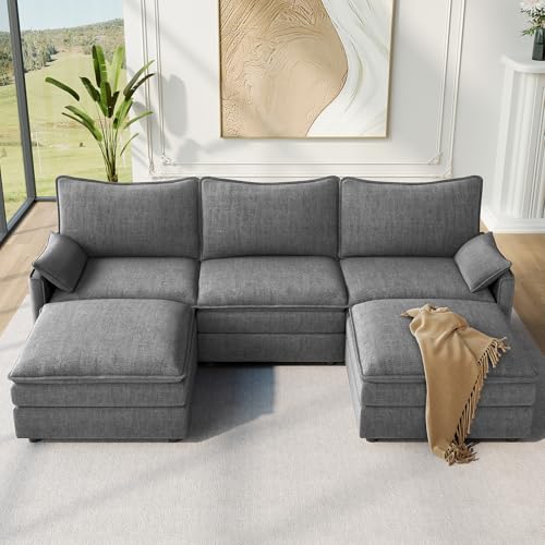 Vesgantti 101" V-Shaped Cloud Sofa Sectional, 7 Seat Corner Couch, Black