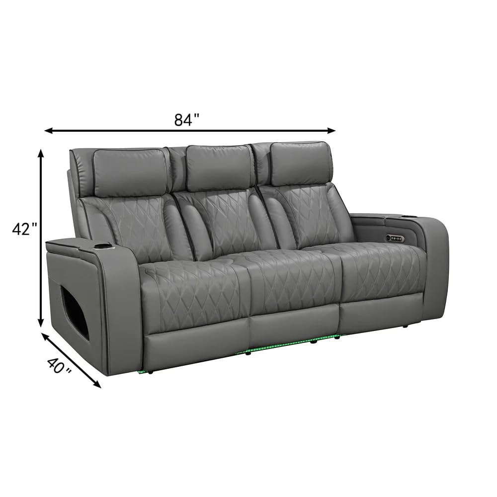 VANITII Electric Power Recliner Sofa with Adjustable Headrest and Footrest
