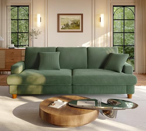 Welzona 87.2" Couches for Living Room, Corduroy Couch, L Shaped Couch Grey