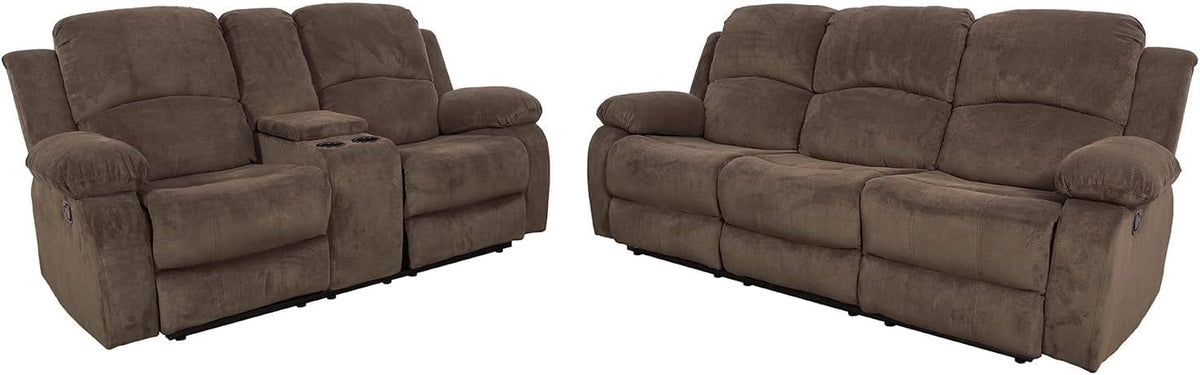 Bonded Leather Living Room Furniture Set Reclining Sofa Set Loveseat Furniture Sets in Living Room Sofa Recliners (3 Pieces, Blue Microfiber)