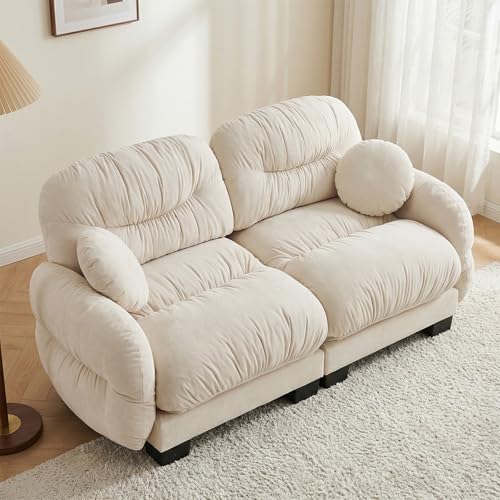 116" U Sectional Couches for Living Room, 3 Seater Modular Couch with 2 Ottoman, Cloud Sofa with Soft Chenille Fabric, High-Density Foam Cushion, Living Room Furniture, Beige