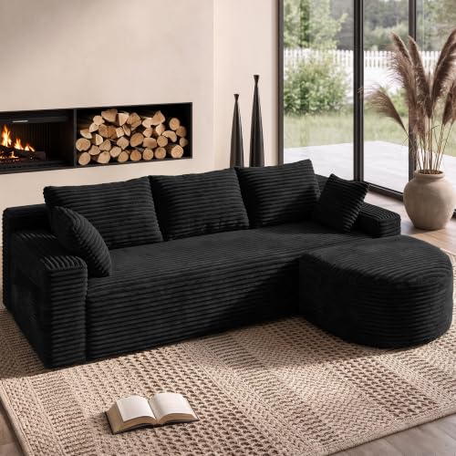 107" U-Shaped Modular Boneless Sectional Sofa with Curved 2 Ottomans, Camel