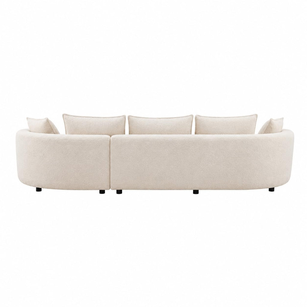 124.8" Modern Curved Sectional Sofa with Chaise, Upholstery Boucle Sofa with Pillows,Sectional Couch for Living Room - (Beige,Right Hand Facing)