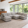 125" Oversized Modular Sectional Sofa with Storage,Convertible L/U-Shaped Chenille Cloud Couch with Reversible Chaise, 8 Seater Storage Sectional Sofa for Living Room