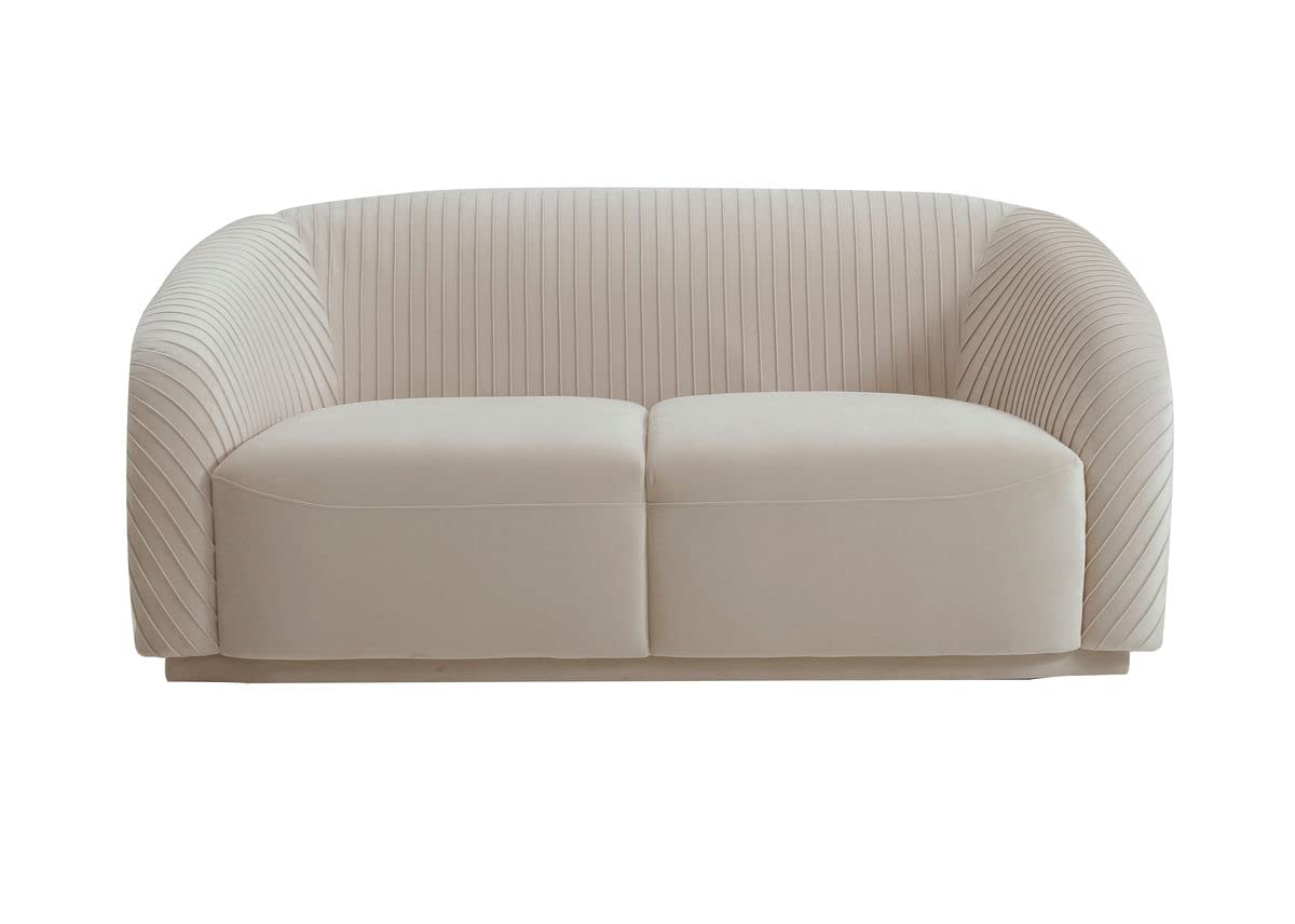 TOV Furniture Yara 70" Pleated Beige Performance Velvet Loveseat