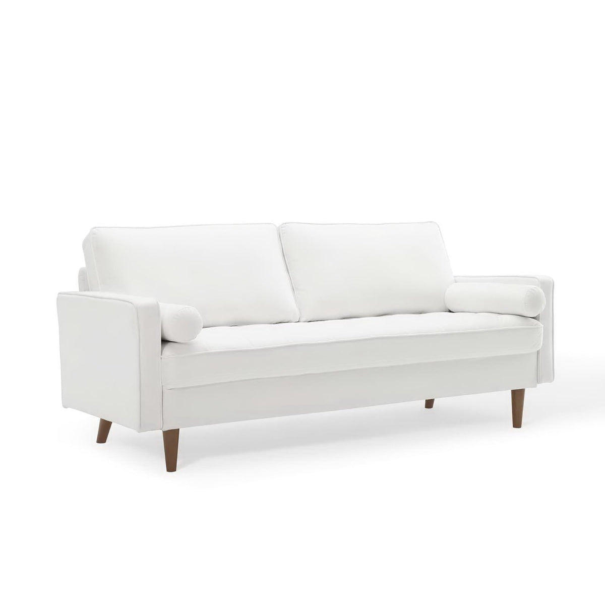 Valour 73 Inch Width Performance Velvet Sofa White Mid Century