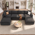 Vesgantti 141.7" Boneless Sectional Sofa with Chaise, 7 Seater Couch, Beige