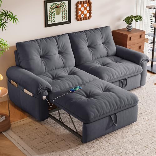 77.2" Convertible Sofa Bed, 2-in-1 Loveseat Pull Out Sleeper Couches