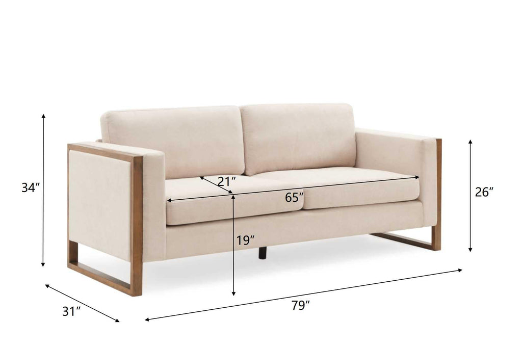 79" Modern Sofa with Solid Wood Legs,3-Seater,Living Rooms,Bedrooms,Apartm