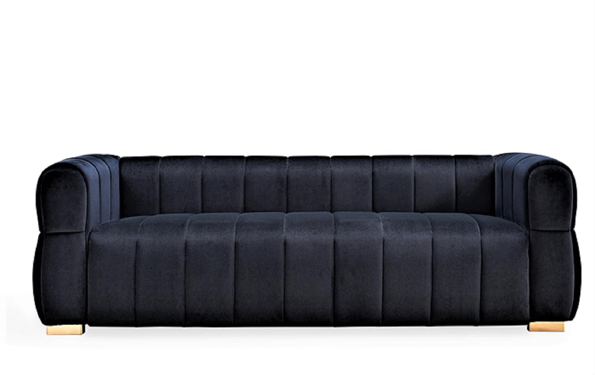Velvet Sofa with Tufted Low Back Design, 3 Seater Couch for Living Rooms, 89 Inch Wide, Easy Assembly