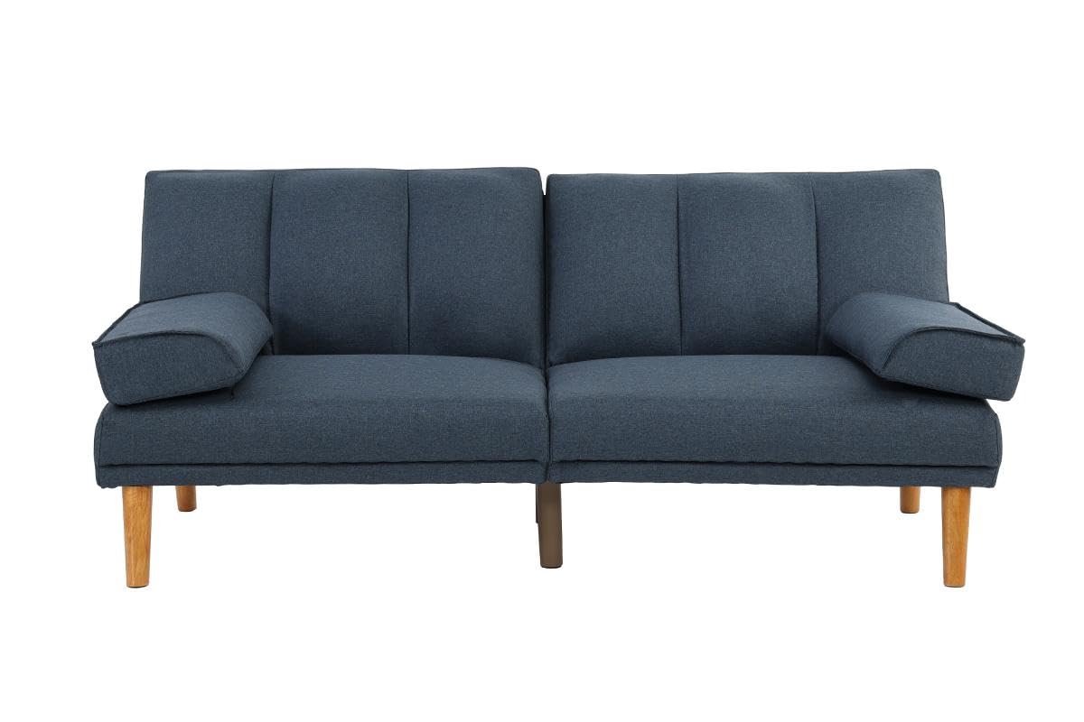 Tidyard Navy Polyfiber Adjustable Sofa with Solid Wood Legs, Contemporary Convertible Couch for Living Room, Includes Extra Cushion, 7? x 3? Chaise Not Included