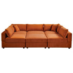 Velvet Modular Sofa in Burnt Orange, Sectional with L-Shape Design, Easy Assembly for Contemporary Homes