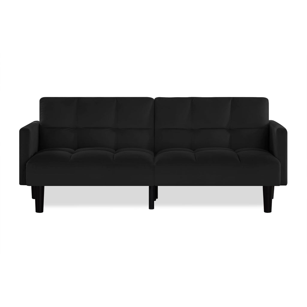 Velvet Futon Couch Convertible Folding Sofa Bed Tufted Couch for Apartment