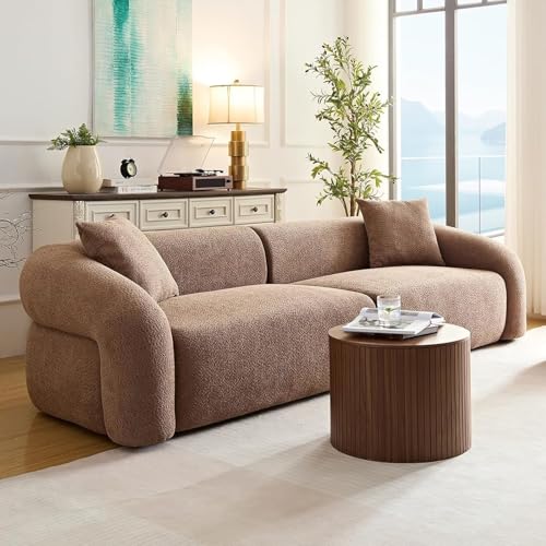 103" Luxury Curved Sofa, Modern Sectional Couches for Living Room, Brown
