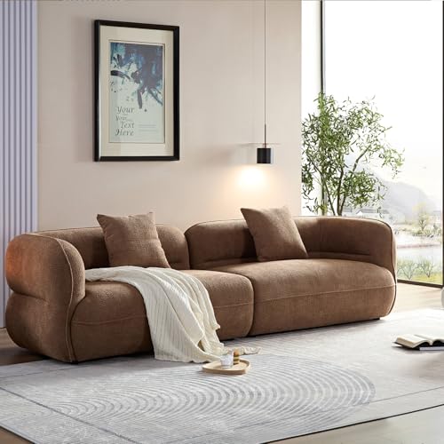 103" Luxury Curved Sofa, Modern Sectional Couches for Living Room, Brown
