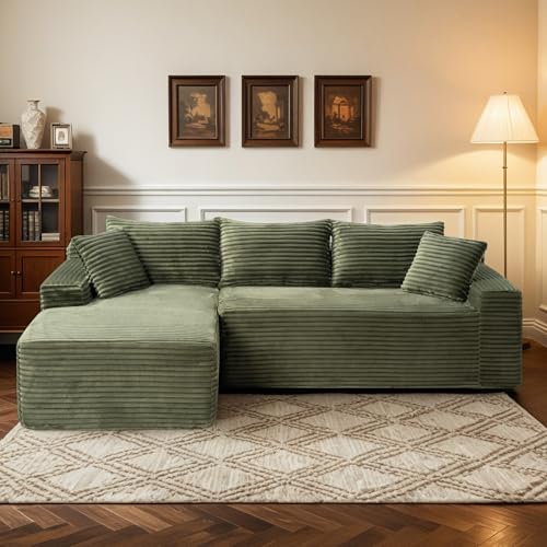 114" Brown Left Facing Sectional Couch with Chaise,Faux Leather Sectional Couch No Assembly Required,Boneless L Shaped Couch for Living Room