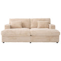 ZOEDO Oversized Double Chaise Lounge Sofa 82" Sofa Bed Plush Upholstered Sleeper Sofa Daybed with Two Supportive Pillows, USB Ports and Cup Holders for Living Room, Champagne (Old SKU:N719S002110D)