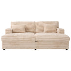 ZOEDO Oversized Double Chaise Lounge Sofa 82" Sofa Bed Plush Upholstered Sleeper Sofa Daybed with Two Supportive Pillows, USB Ports and Cup Holders for Living Room, Champagne (Old SKU:N719S002110D)