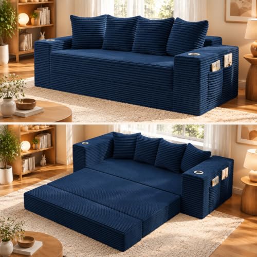108" Modular Sectional Sofa Bed, L-Shaped Boneless Couch, Yellow