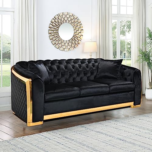 WILLIAMSPACE 132" Oversize Curved Sofa Couch for Living Room, Modern Luxury 2 Pieces Upholstered Cloud Sofa Curved Couch with Half Moon Design, Velvet 6 Seater Sofa for Apartment, No Assembly, Orange