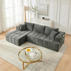 108" Oversized Cloud Boneless Sofa Couch with Chaise, Modern Tufted Chenille L Shaped Modular Sectional Sofa with Deep Seat, Comfy Corner Couch with Cupholders and Storage, No Assembly Required