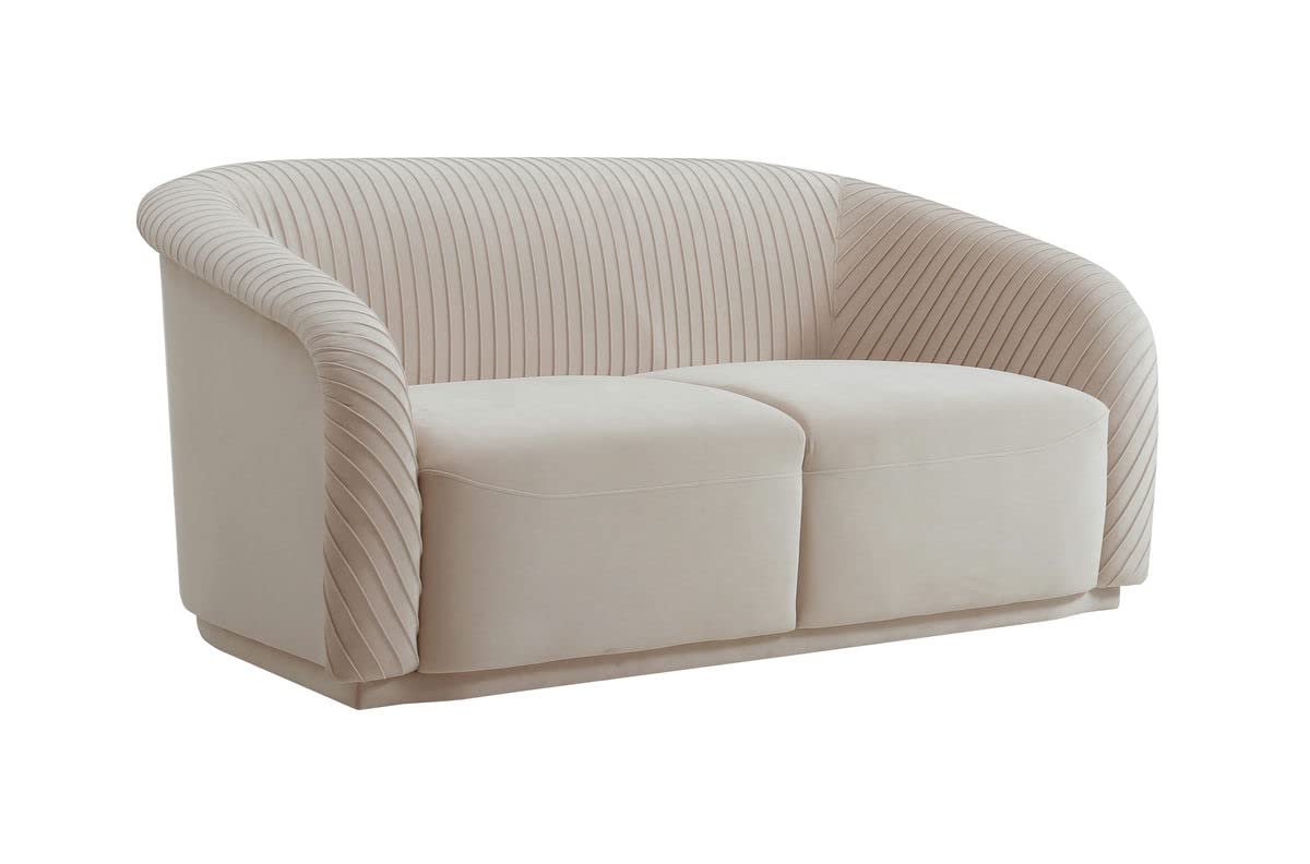 TOV Furniture Yara 70" Pleated Beige Performance Velvet Loveseat