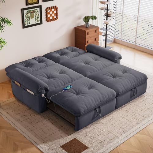77.2" Convertible Sofa Bed, 2-in-1 Loveseat Pull Out Sleeper Couches