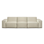 112.6" Modular Vegan Leather Sofa, Scratch-Resistant Deep Seat Couch with Solid Wood Frame, Modern 3-Seater Sectional Sofa for Living Room, Pet-Friendly Upholstered Sofa, Gray
