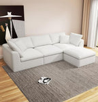 108" Modular Sectional Sofa with Movable Ottoman, No Assembly Required Boneless Cloud Couch, Deep Seat L Shaped Sectional Couches for Living Room, Bedroom and Apartment, White