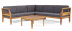 Tidyard 4-Piece Sofa Set, Dark Gray – Mid-Century Modern Design with Acacia Wood Frame & Slat Paneling, Water-Resistant Cushions, Sectional Chat Set for Indoor/Outdoor Use, 82.7? W x 82.7? D