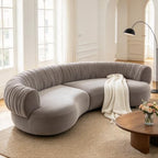 109" Modern Curved Sofa, Oversized Luxury Sectional Sofa, Camel
